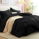CozyLux Oversized King Comforter Set Black, 7 Pieces Bed in a Bag Comforter Set with Sheets, Soft Bedding Sets with Down Alternative Comforter, Fitted Sheet, Flat Sheet, Pillow Shams and Pillowcases