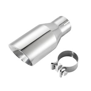 SVULK 2.5 Inch Stainless Steel Exhaust Tip, 2.5" Inlet to 3.5" Inch Outlet, 7.5"/190mm Long Polished Clamp on Exhaust Tailpipe Tip, Double Wall & Slant Cut Exhaust Finish Tailpipe with Clamp