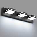 SineRise LED Modern Bathroom Vanity Light Fixtures (3-Light, 24-Inch), Matte Black Modern Acrylic Bathroom Wall Lighting Fixtures Over Mirror (Cool White 6000K) (Matte Black- Non-dimmable)