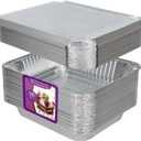 Aluminum Foil Pans Half Size 9x13, Disposable Aluminum Pans Large Baking Pan Trays-Heavy Duty Foil Pans Roasting, Cooking, Heating or Steam (25 pans with lids)