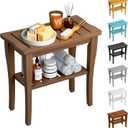 Bamboo Shower Bench Stool with Storage Shelf, Waterproof Shower Chair Spa Bath Seat, Shower Stool for Inside, Bathroom Bench Seat for Adults Elderly Seniors for Indoor or Outdoor Use(Walnut)