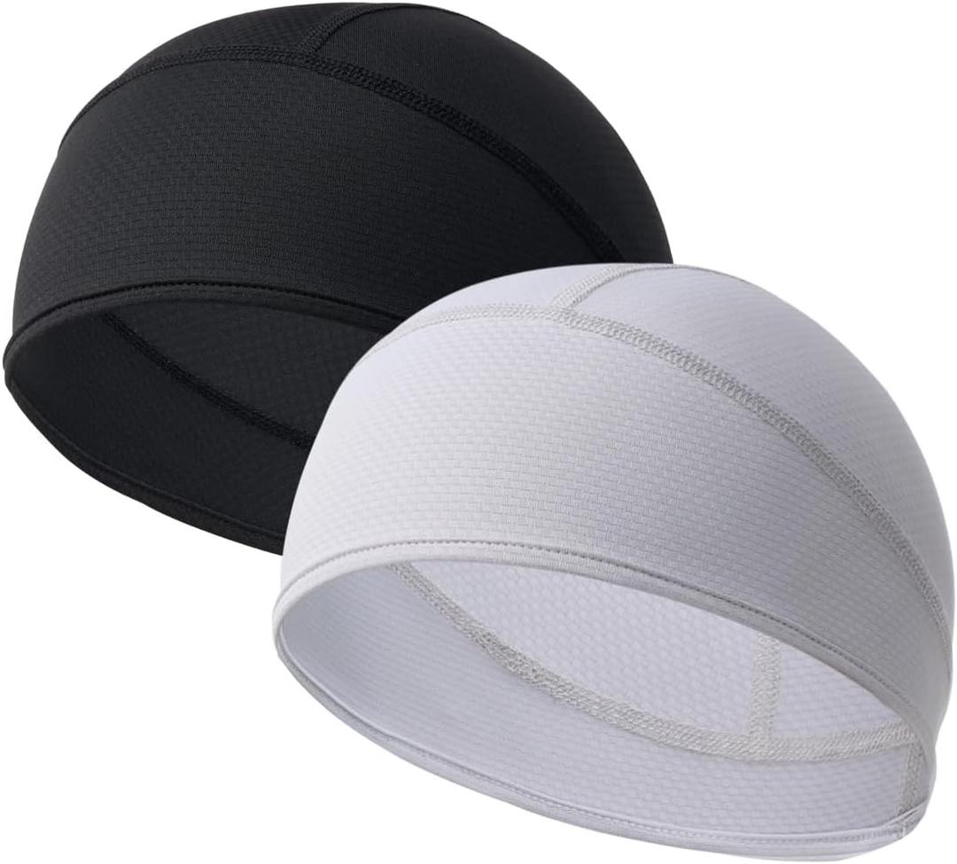 2 Pieces Skull Cap for Men Women Helmet Liner Cooling Hat Beanie Breathable Running Cycling Hat