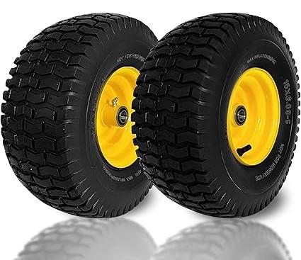 2-Pack of 15x6.00-6 NHS tire with Rim,Pneumatic wheel,3"offset Hub with 3/4"Bushing,4PR Lawn mower tires 15x6-6,100 and D100 Series John Deere Riding Mowers,Troy Bilt Lawn Mower Parts