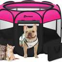 Dog Cat Playpen Indoor Outdoor for Puppy Pet Dogs Cat Travel, Dog Enclosure Tent Crates Cage for Recovery After Surgery, Portable Pop Up Dogs Kennel with Carrying Case (Rosy, Large)