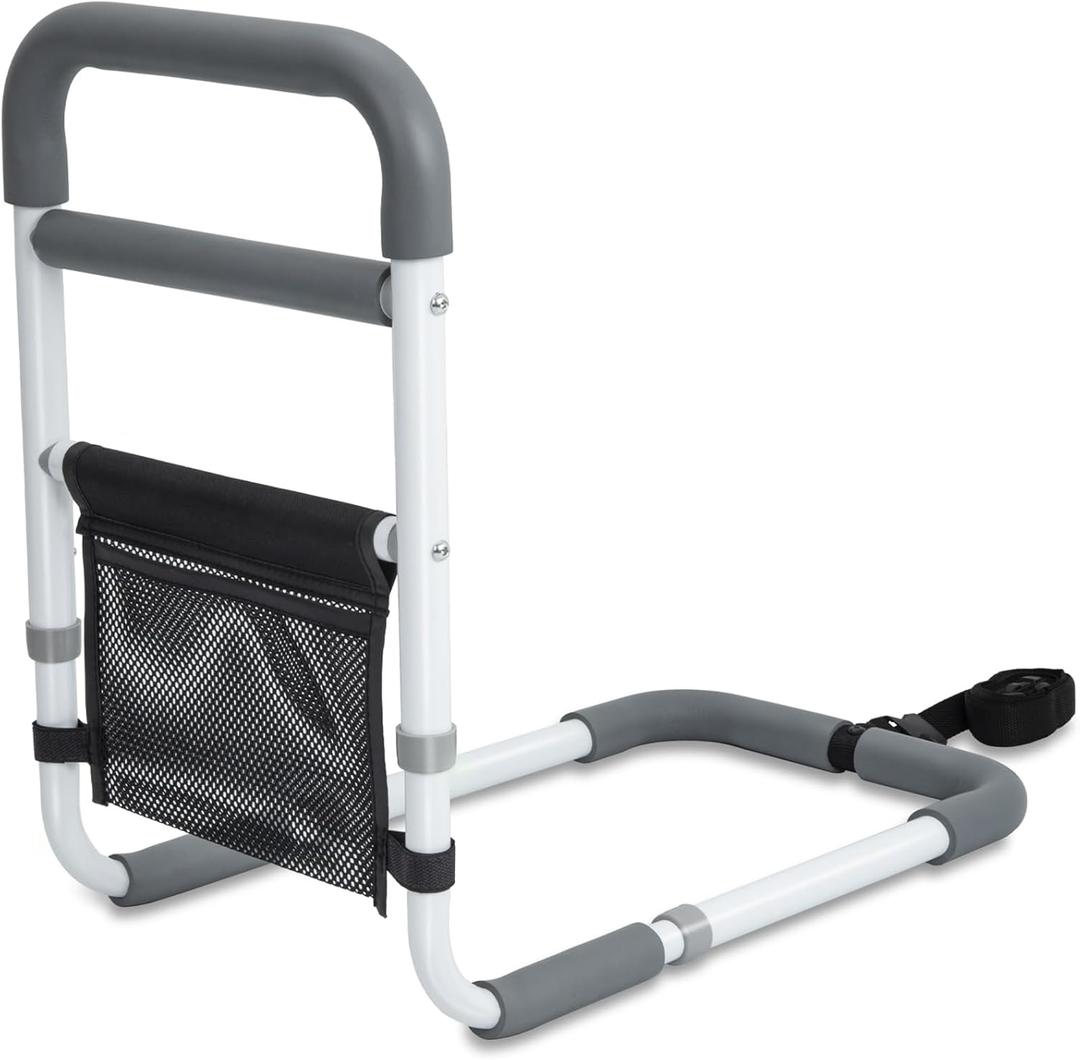 Bed Rails for Elderly Adults - 350LBS Heavy Duty Bed Assist Rail with Non-Slip Bedside Handle, Fall Prevention Safety Cane with Storage Pocket for Seniors, Fits King/Queen/Full/Twin Beds