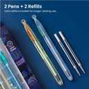 WRITECH Gel Pens Medium Point: Luminous pen set 0.7mm Black Ink Includes 2 Pens and 2 Refills Silent Clicker Smooth Writing for School Office & Everyday Use
