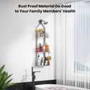 Shower Caddy Hanging (Silver), Adjustable Anti-Swing-Over The Shower Head Caddy, 3 Tier Height Bathroom Storage Organizer Bathroom Shelves Basket Rack Shower Caddies (3Tier)