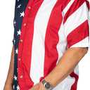 Flagshirt Men's Half Stars Half Stripes American Flag Shirt - Button-Up, Red, White & Blue (XL)