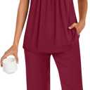 POPYOUNG Womens Pajama Sets Summer Ladies Pjs 2 Piece Loungewear Capri with Pockets Sleepwear