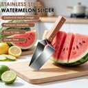 2 x 2pcs Triangle Watermelon Cutter,Triangle Fruit Cube Cutter with Wooden Handle, Easy Slice Tool for Watermelon, Melon, Apple & More