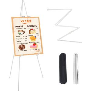 MXG Elegant White Acrylic Sign Holder - 66-Inch Portable Easel Stand for Sign Painting Art, Foldable Floor Display with Anti-Slip Base, Perfect for Kids, Office, Home Decor