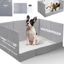 Dog Litter Box, Pee Pad Holder Foldable, Indoor Dog Potty Tray for Puppy & Medium Dogs, High Walls, Seamless, No Assembly, Waterproof, Easy to Clean, No Spill, Portable for Travel