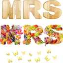 Wooden Mrs Charcuterie Board Letters Fillable,3pcs Mrs Letters for Charcuterie Board with 24 Gold Butterfly,Charcuterie Letter Tray for Bridal Shower Party Engagement Bachelorette Decorations