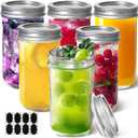 ComSaf 12 oz Mason Jars with Lids 6 Pcs, Regular Mouth Canning Jars with Seal Bands, 12 oz Glass Jar with lid for Soft Drinks, Juice, Jam, Jelly, Sauce, Dessert, Overnight Oats, Pickles