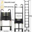 RIKADE Telescopic Ladder, 12.5 ft Aluminum Telescoping Ladder with Non-Slip Feet and Stable Hook, Portable Extension Ladder for Household and Outdoor Working, Max Load 330 lb, Black