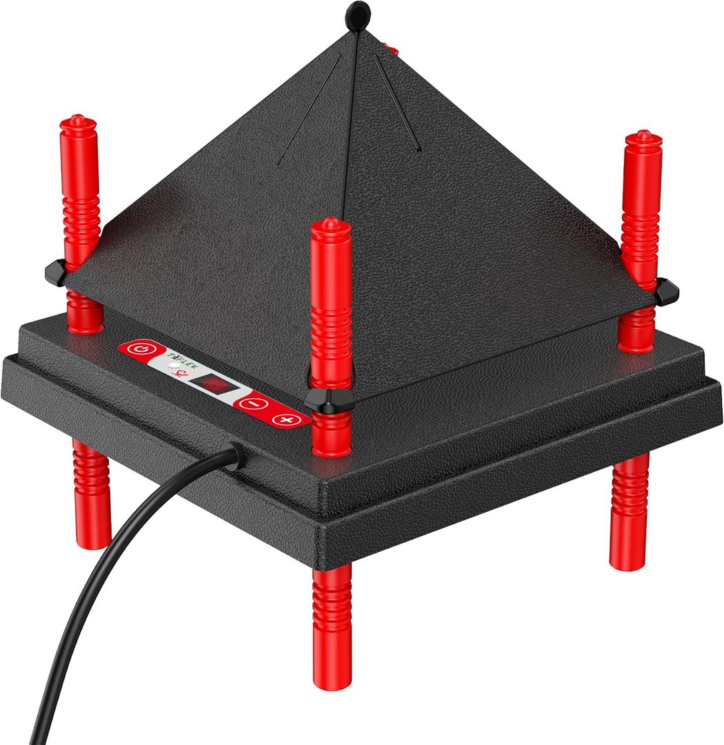 Chick Brooder Heating Plate with Anti Stand Cone, Adjustable Height Brooder Heater for Chicks, Downward Heat Distribution for Outdoor Barns & Coops (10" x 10" with Temp. Adjustments & Black)