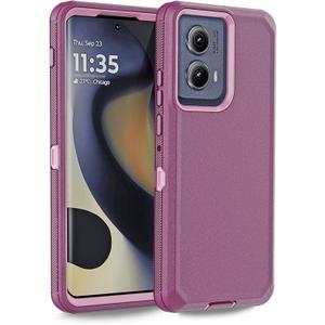 Anloes Case for Moto Motorola Edge 5G 2024, Phone Case Heavy Duty Shockproof Rugged Protective, 3 in 1 Bumper Cover (Purple)