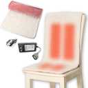 Heated Pad for Office Chair, USB Heated Seat Cushion, 5 Timer Setting & 5 Temperature Settings, Fast Heat Machine Washable Heating Pad for Back Neck Shoulder Pain Relief, 39x15in (Pink)