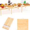 Leinuosen 90"x30" Boho Wooden Picnic Table, Portable Folding Outdoor Low Picnic Table with Adjustable Legs Height 13'' & 16'' for Floor Seating, Beach, Camping, BBQ, Backyard, Seating for 8-10 People