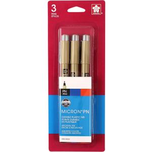 SAKURA Black, Blue & Red Pigma Micron PN Pens .45mm 3/Pkg, 3 Count (Pack of 1)