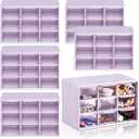 Amyhill 6 Pcs Mini Drawer Organizer Small Organizer with 9 Drawers Plastic Desktop Craft Storage Box for Office Home Room Jewelry Cosmetics Collection(Purple)