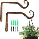 Jardim 2 Pack 6 Inch Premium Decorative Metal Iron Wall Hook, Indoor Outdoor Plant Hanger, Rustic Hanging Gardening Bracket Hook, for Planters, Bird Feeders, Lanterns, Wind Chimes (Coffee)