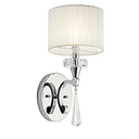 Kichler Parker Point 16.25"" Wall Sconce in Chrome, 1-Light Wall Mount Light with Optical Crystal Accents and Organza Fabric, ("16.25" H x 6.75" W), 42634CH