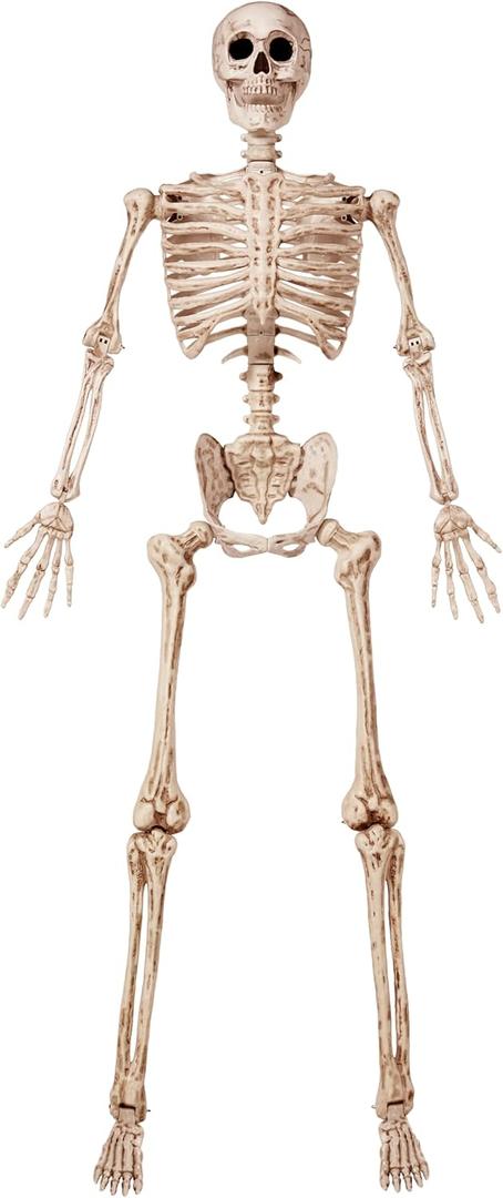 JOYIN 6.9 FT Halloween Posable Life Size Skeleton, Full Body Realistic Skeleton Bones with Movable Joints for Halloween Indoor Outdoor Party Decoration, Spooky Scene Prop, Haunted House Decor (Yellow)