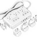 220V to 110V Voltage Converter, TESSAN Universal Travel Adapter with 4 USB Charger (1 USB C), 3 AC Sockets and EU/UK/AU/IT Plug Power Adaptor, Step Down Transformer Outlet Converters for International (White)