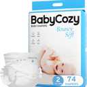 Newborn Baby Diapers Size 2(12-18lb) 74 Count Babycozy Bouncy Soft Diapers Hypoallergenic, Dry Disposable Diapers with Softer Touch 0.8D Diaper &10 Micron Velvet Fiber to Protect Sensitive Infant Skin