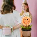 QUELIEN Crochet Sunflower Gifts for Women,Artificial Crochet Flowers for Decoration,Handmade Sunflower Pot for Home Office Desk Car Dashboard Decoration