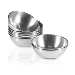 8 Pack 3.2inch Stainless Steel Sauce Dishes Mini Individual Saucers Bowl Round Seasoning Dishes Sushi Dipping Bowl Appetizer Plates, Sliver