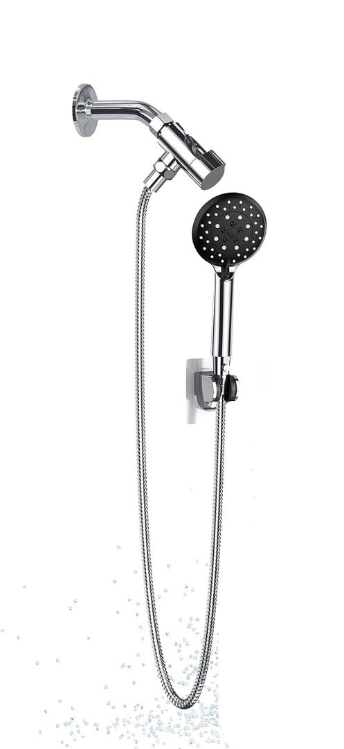 Veken  6 Modes Handheld Water SprayHigh Pressure Showerhead with Arm for Bathroom AccessoriesHome Decor Adjustable Dual Shower with Anti-Clog Nozzles,Silver Chrome (Standard Flow(2.5GPM))