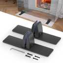Air Jade Metal Base Stands for Glass Fireplace Screen, Pack of 2 Fireplace Screen Holder Brackets Feet with Adjustable Clips, Support Screens, Doors, and Panels, Black