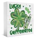 Funny St Patricks Day Shamrock Desk Decor St Patricks Day Decorations Coffee Shamrock Green Tiered Trays Decor for Home Farmhouse Coffee Bar 5 X 5 Inch
