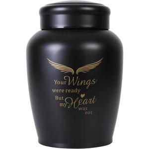 Urns for Ashes Adult Male Female,Large Black Angel Cremation Urn Human Ashes for Women Men,Holds Up to 180 LBS