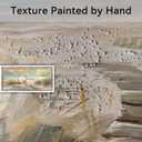 Beach Wall Art for Living Room: Coastal Artwork Walls Framed Hand Painted Heavy Texture Pathway Painting on Seaside Picture Wooden Home(48x24)