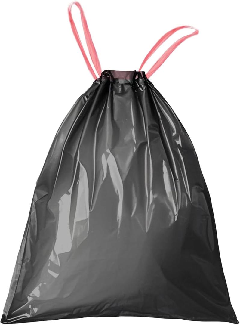 WAIKAS Trash Bags 13 Gallon Drawstring, Pack of 28 Garbage Bag for Kitchen and Home, 63x70cm Size, 12g/pcs, Unscented, Black