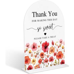 2 x Acrylic Wedding Signs Please Take a Treat Sign for Reception, 6x8" Arch Acrylic Dessert Table Decor, Love Is In Bloom & Baby In Bloom Decorations for Baby Shower Bridal Shower Engagement Party
