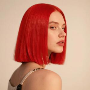 SUKRI Red Bob Wig 12 Inch Middle Part Straight Bob Wigs for Women Heat Resistant Synthetic Wig for Costume Cosplay Halloween Party