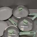 GreenPan Dover Healthy Ceramic Nonstick, 12 Piece Cookware Pots and Pans Set, PFAS-Free, Dishwasher Safe, Comfort Grip Handle, Pastel Green