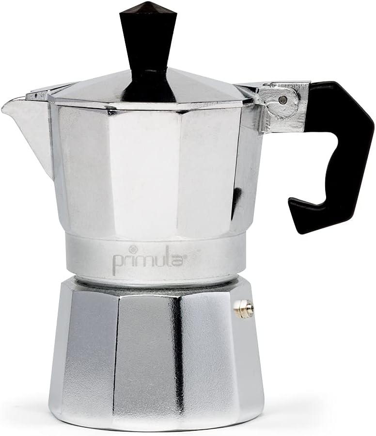 Primula Classic Stovetop Espresso and Coffee Maker, Moka Pot for Italian and Cuban Caf Brewing, Greca Coffee Maker, Cafeteras, 1 Espresso Cup, Silver