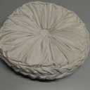 Round Throw Pillow 15.7inch - Soft Floor Cushion With Handmade Pleats for Couch, Sofa, Bed, Living Room - Velvet Decorative Pillow