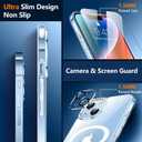 SPIDERCASE for iPhone 14 Case/iPhone 15 Case, [15 FT Military Grade Drop Protection] Magnetic [Crystal Clear] 2 Pack [Tempered Glass Screen Protectors+Camera Lens Protectors] Slim Case, Clear