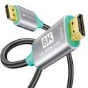 Reborn DisplayPort to HDMI 8K Cable 10FT8K@60Hz 4K@144/120Hz Uni-Directional Active DP 1.4 Source to HDMI 2.1 Braided Cord Display Port Cable Support HDR,HDCP2.3,DSC1.2a,32.4Gbps for AMD,NVIDIA