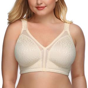 DotVol Women's Full Figure Minimizer Bras Comfort Large Busts Wirefree Non Padded Plus Size Bra, 36DD