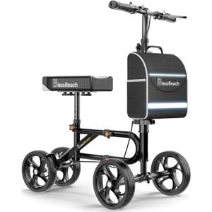 Economy Knee Scooter Steerable Knee Walker for Foot Injuries Compact Crutch Alternative with Dual Braking System (Black)