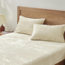 BEDELITE Velvet Fitted Sheet and Pillowcases Set, Luxury Soft Fuzzy Bottom Sheet with Reinforced Elastic Corner Straps, Deep Pocket up to 15 Inch, 1 Fitted Sheet and 2 Pillowcases (Queen, Cream)
V