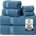 TOWELTIQUE- Organic Cotton Luxury Bath Towels Pack of 6 GOTS & Oeko- TEX Certified | Premium Soft, Absorbent & Quick-Drying Towels for Bathroom, Gym, Spa & Hotel Use – Turquoise, 30” x 58”, 16” x 30”, 13” x 13”