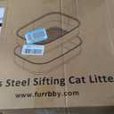 Stainless Steel Sifting Litter Box with Lid, Metal Litter Pan with Scoop for Big Cats Multi Cat, Extra Large Cats Litterbox Odor Control Easy Clean